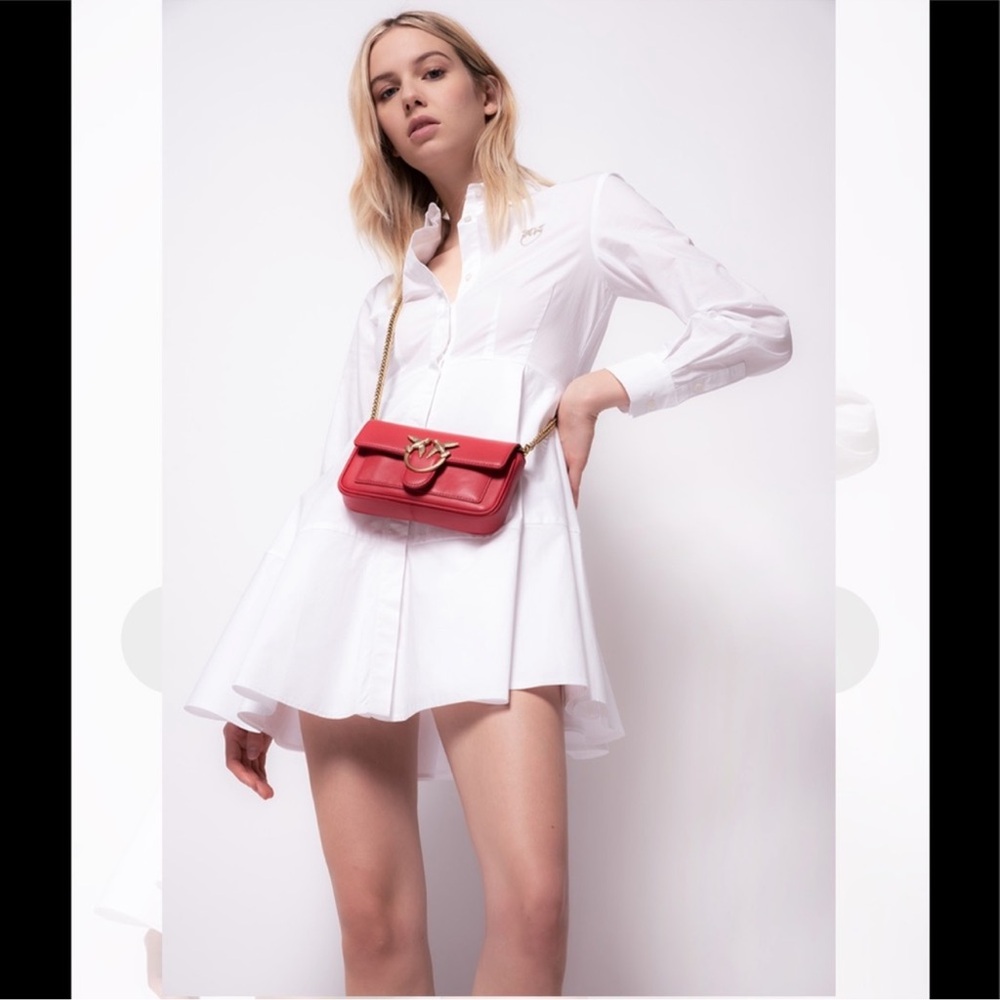 Pinko NWT white button flare dress